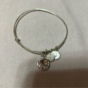 Alex and Ani June Swarovski Crystal Birthstone Silver Charm Bangle